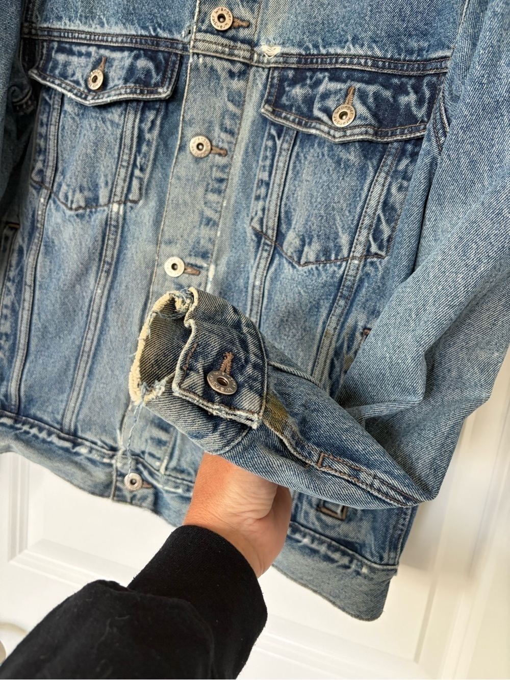 Vintage Wrangler Denim Jacket Trucker Distressed Faded Western Workwear - Picture 3 of 10